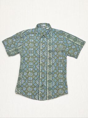 Vintage Fiori Collezioni Short Sleeve Button-Up | Medium | Geometric Print